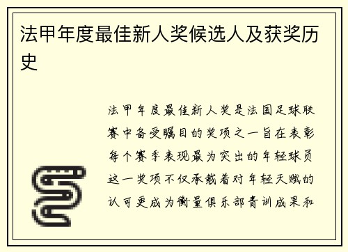 法甲年度最佳新人奖候选人及获奖历史