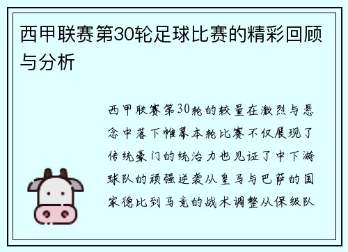 西甲联赛第30轮足球比赛的精彩回顾与分析